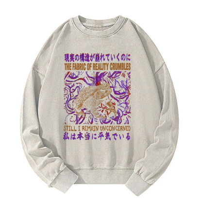 Fabric of Reality Crumbles Still I Remain Unconcerned Washed Sweatshirt