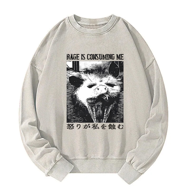 Rage Is Consuming Me Opossum Washed Sweatshirt