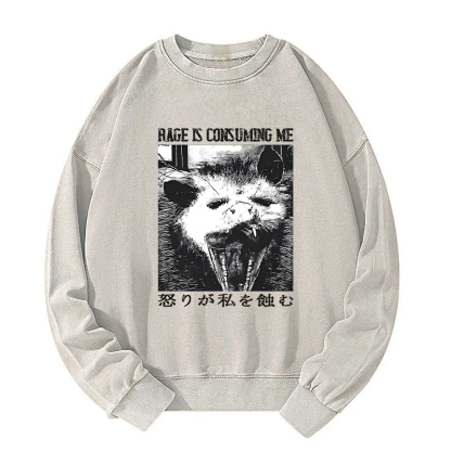 Rage Is Consuming Me Opossum Washed Sweatshirt