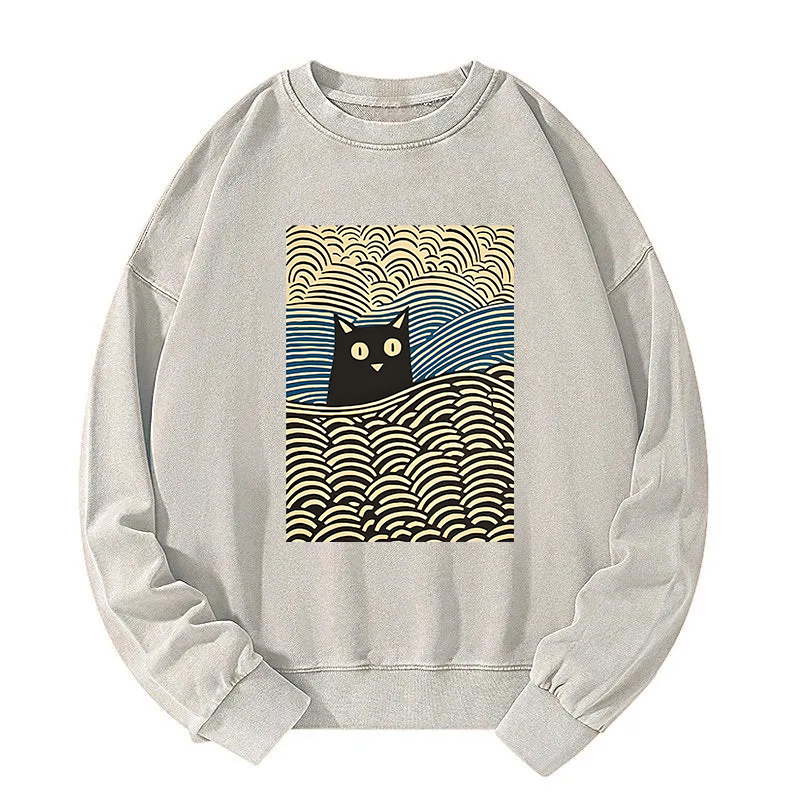 Kawaii Cat Japanese Washed Sweatshirt