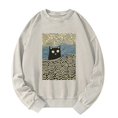 Kawaii Cat Japanese Washed Sweatshirt