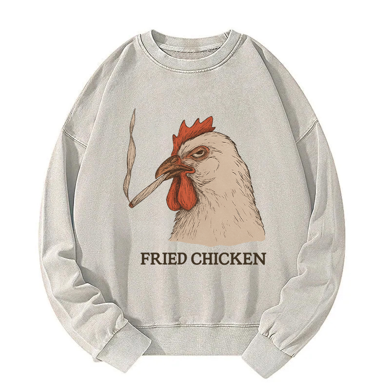 Fried Chicken 420 Smoking Meme Washed Sweatshirt