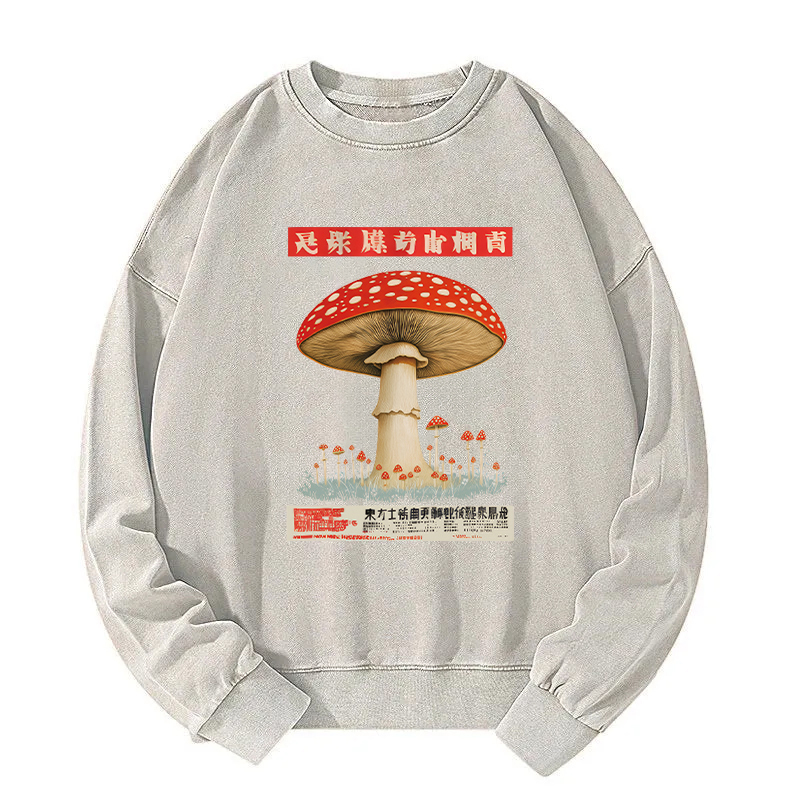 Psychedelic Mushroom Japanese Washed Sweatshirt