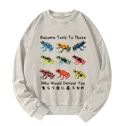 Funny Frog Poison Your Devourers Washed Sweatshirt