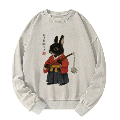 Let's Fight With Japanese Rabbit Washed Sweatshirt