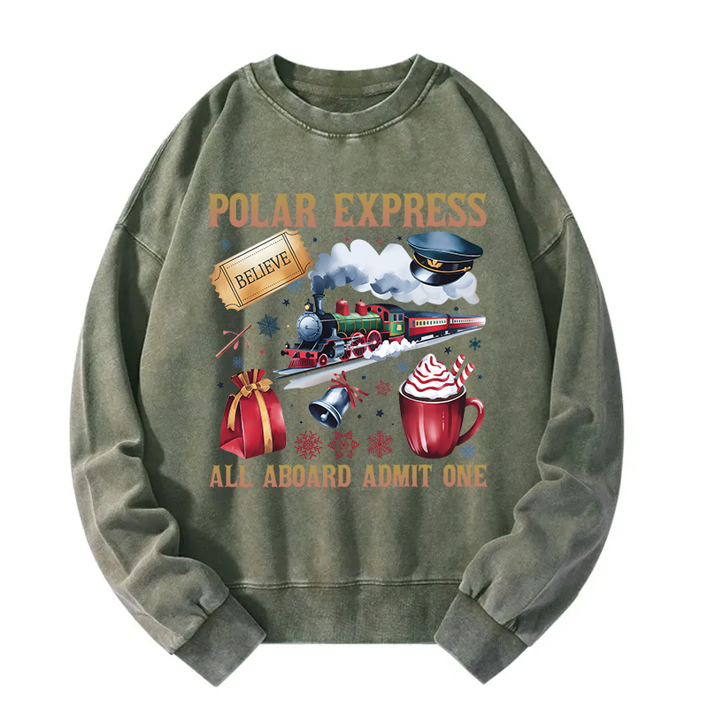All Aboard Admit One Christmas Washed Sweatshirt