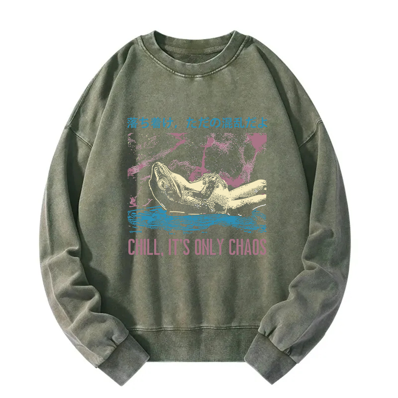 Stay Calm Frog Japanese Washed Sweatshirt