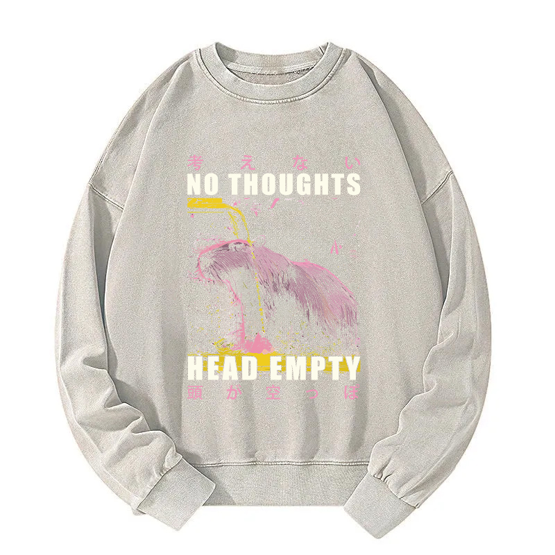 No Thoughts Head Empty Washed Sweatshirt