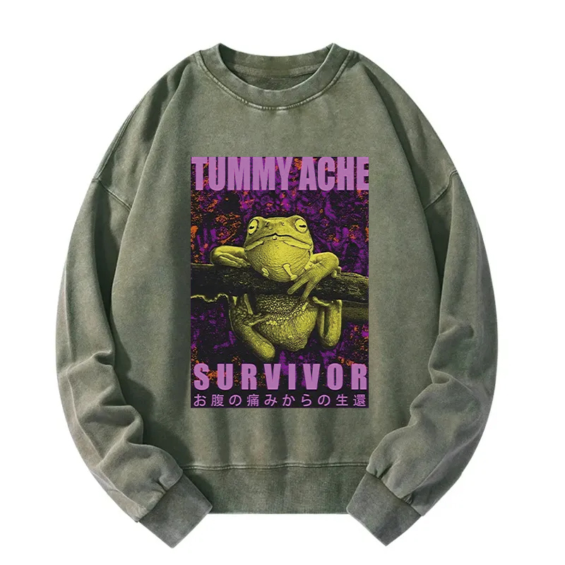 A Frog With Stomachache Washed Sweatshirt