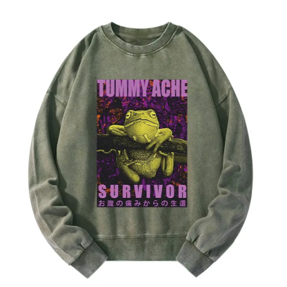 A Frog With Stomachache Washed Sweatshirt