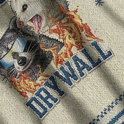 Baddiecat I Eat Drywall Funny Raccoon And Opossum Christmas Ugly Sweatshirt