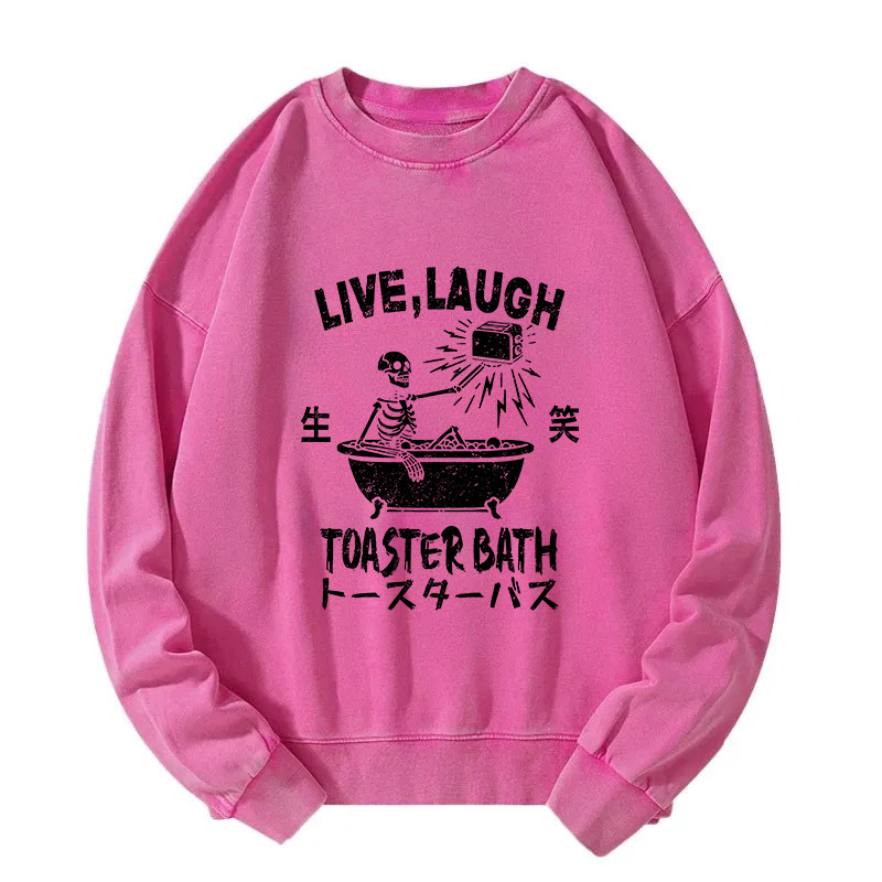 Funny Electric Shock Skeleton Washed Sweatshirt