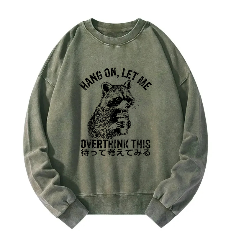 Overthink Raccoon Washed Sweatshirt