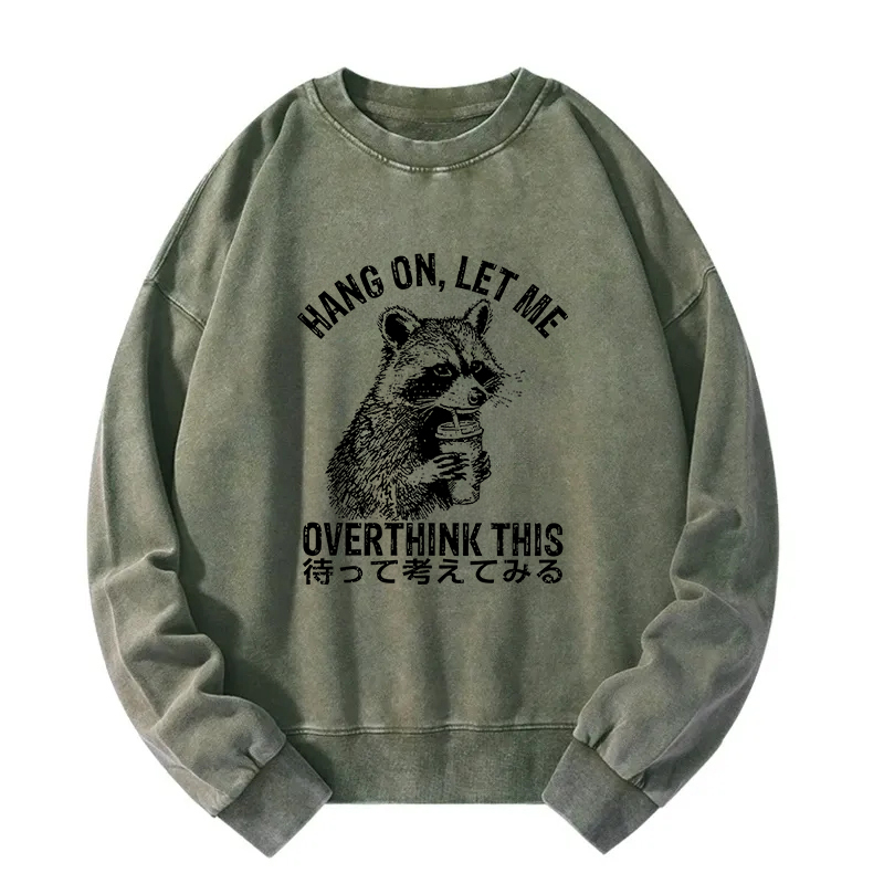 Overthink Raccoon Washed Sweatshirt