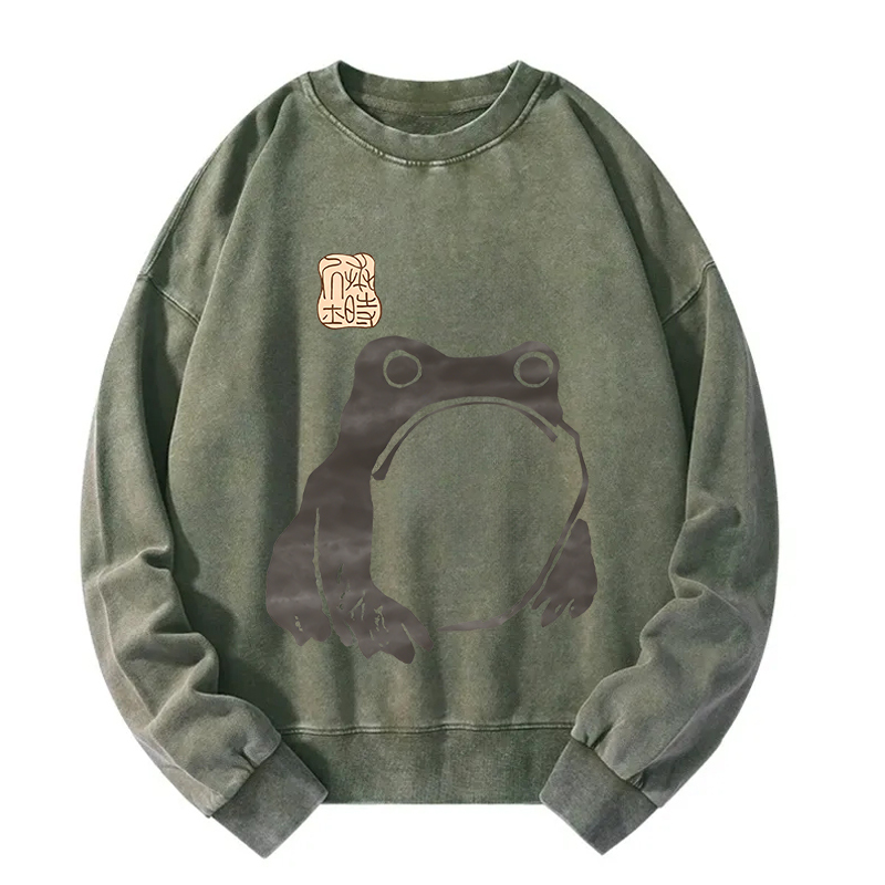 Matsumoto Hoji Woodblock Print Frog Washed Sweatshirt