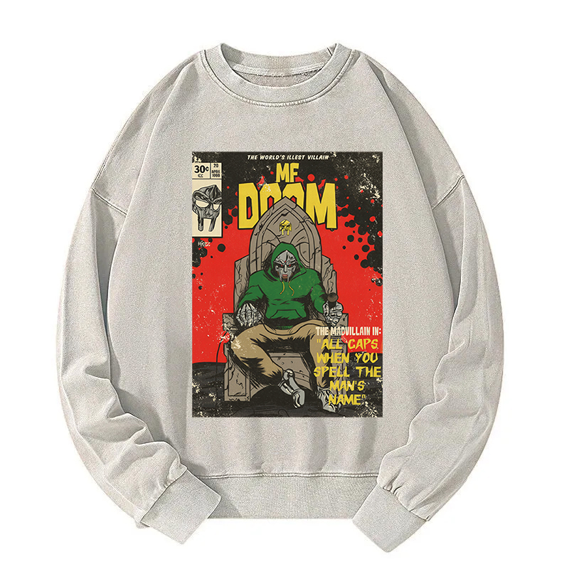 Rapper Doom Hip Hop Washed Sweatshirt