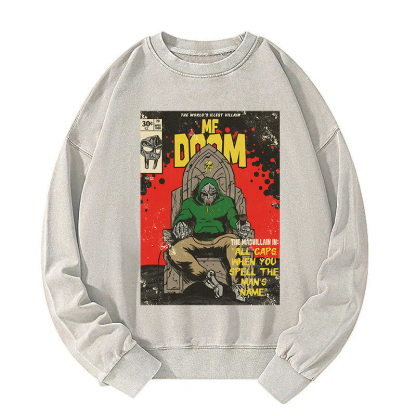 Rapper Doom Hip Hop Washed Sweatshirt