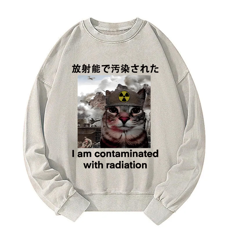 Cat Suffering From Nuclear Radiation Washed Sweatshirt
