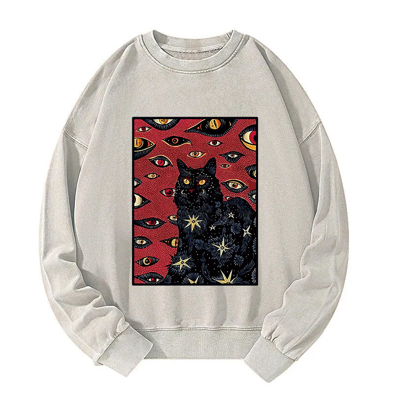 Mysterious Cat Washed Sweatshirt