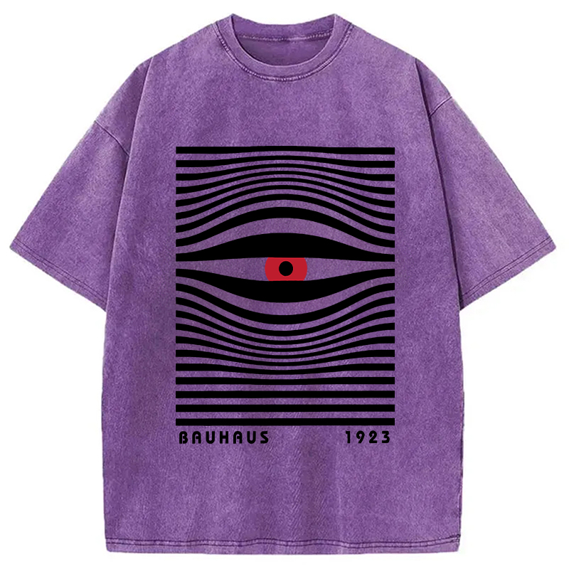 Geometric Eyes Printed Washed T-Shirt