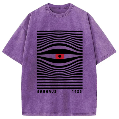 Geometric Eyes Printed Washed T-Shirt