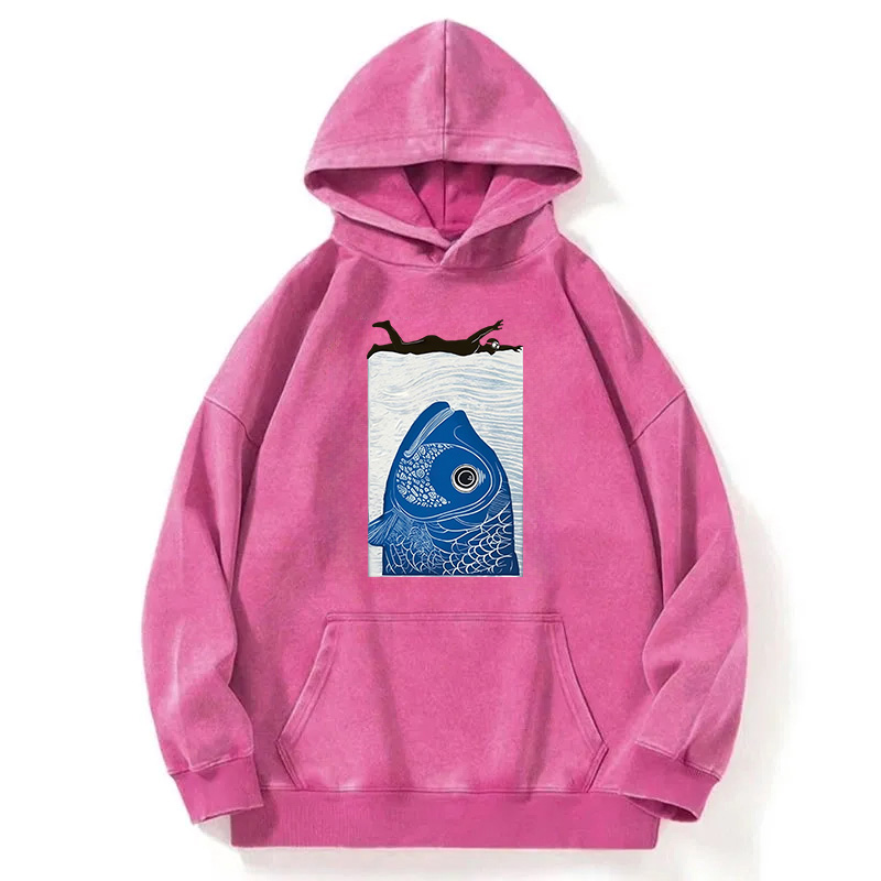 Lurking Fish Danger Washed Hoodie