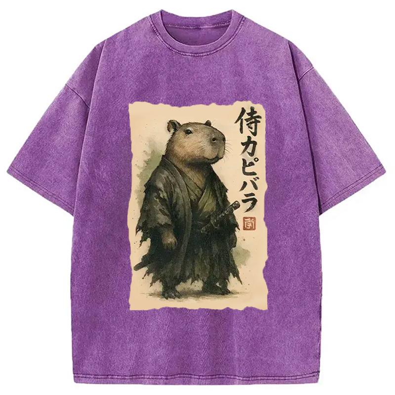 Capybara Samurai Washed T-Shirt