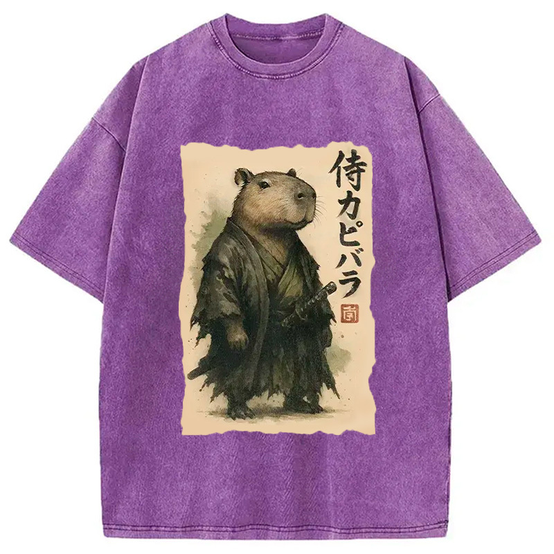 Capybara Samurai Washed T-Shirt