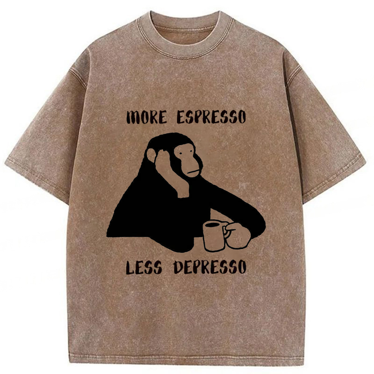 Tokyoviva Monkey With A Coffee Mug Washed T-shirt