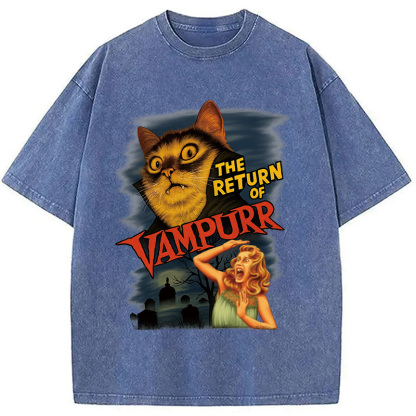 The Return of Vampurr The Halloween Cat Washed T-Shirt