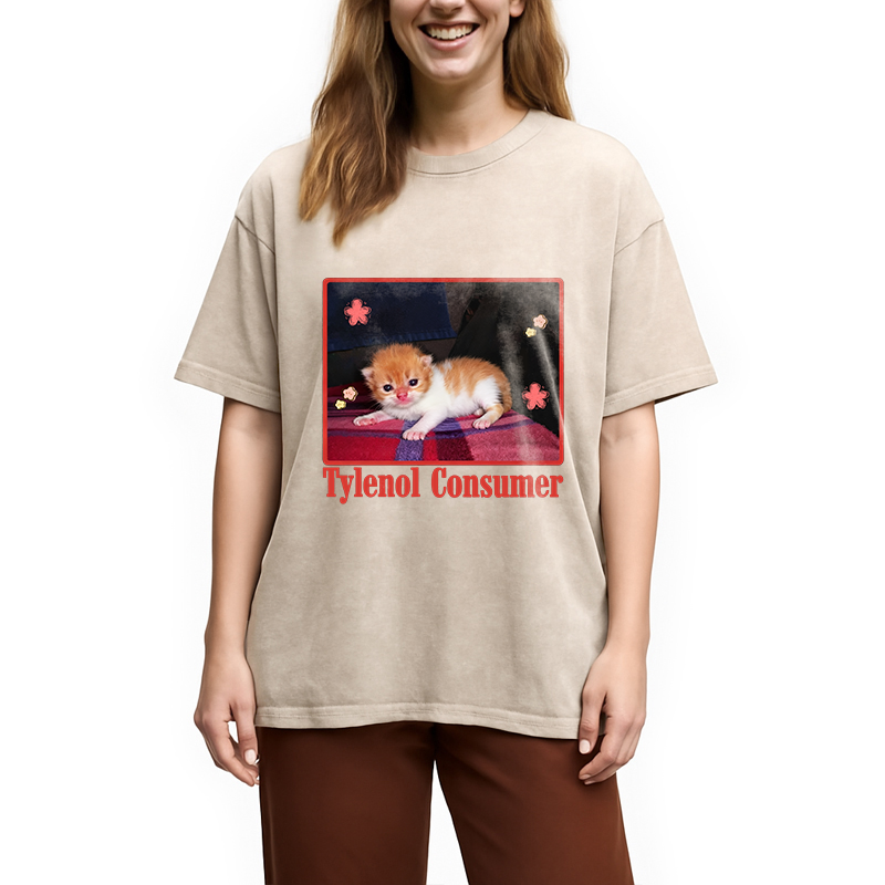 Tylenol Cat Meme Washed T-Shirt