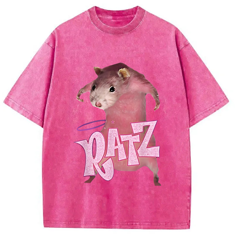 Funny Ratt Pink RATZ Washed T-Shirt