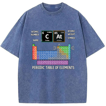 Cat Periodic Table Chemistry Washed T-Shirt