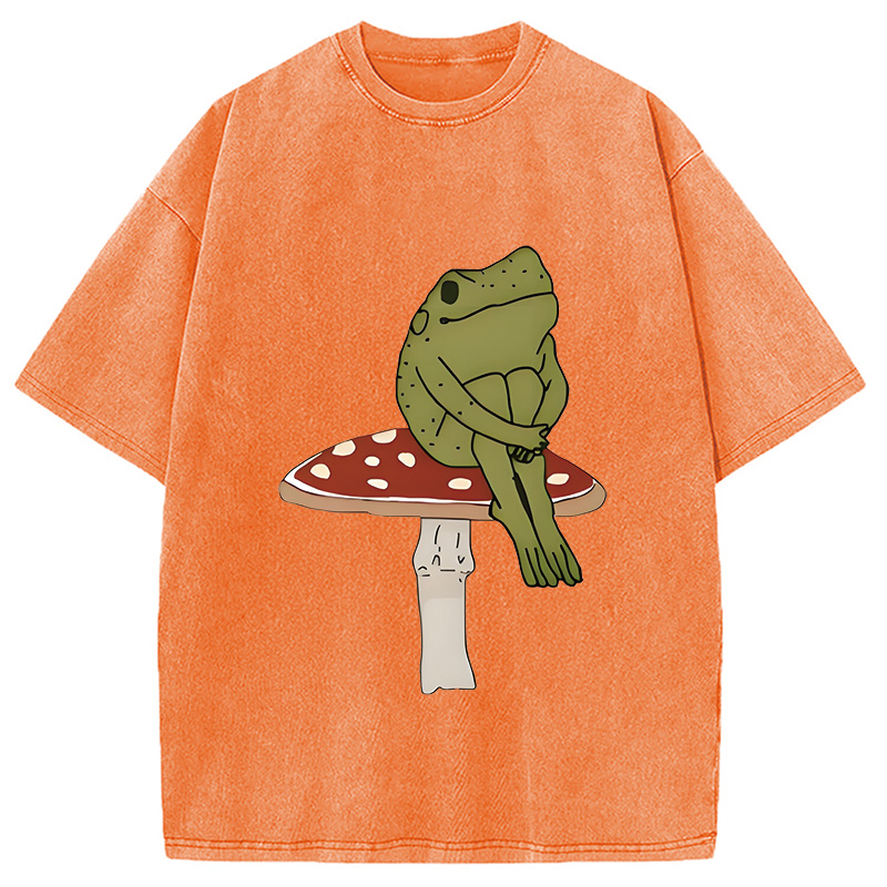 Frog on Mushroom Washed T-Shirt