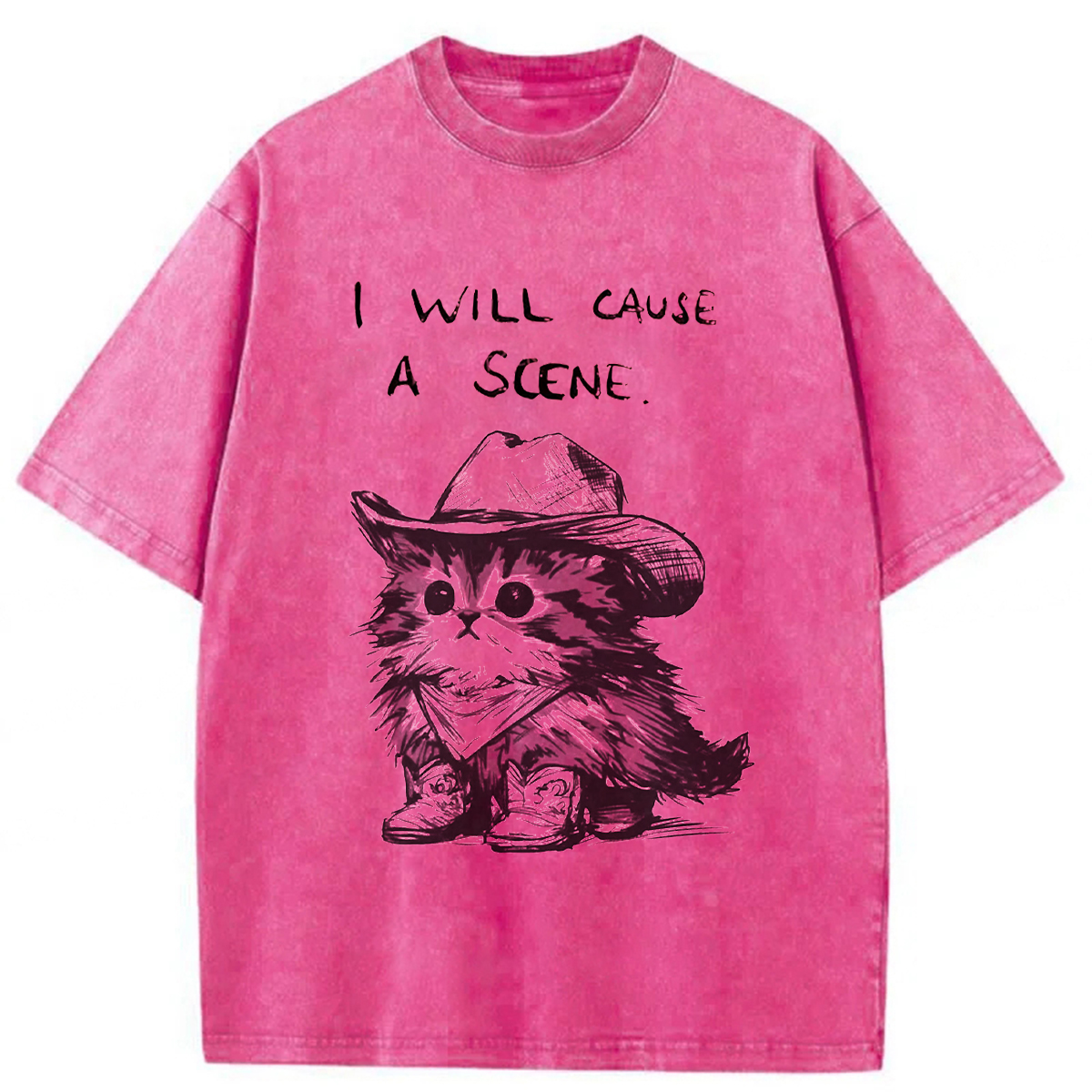 Tokyoviva Funny Cowboy Cat Washed T-shirt
