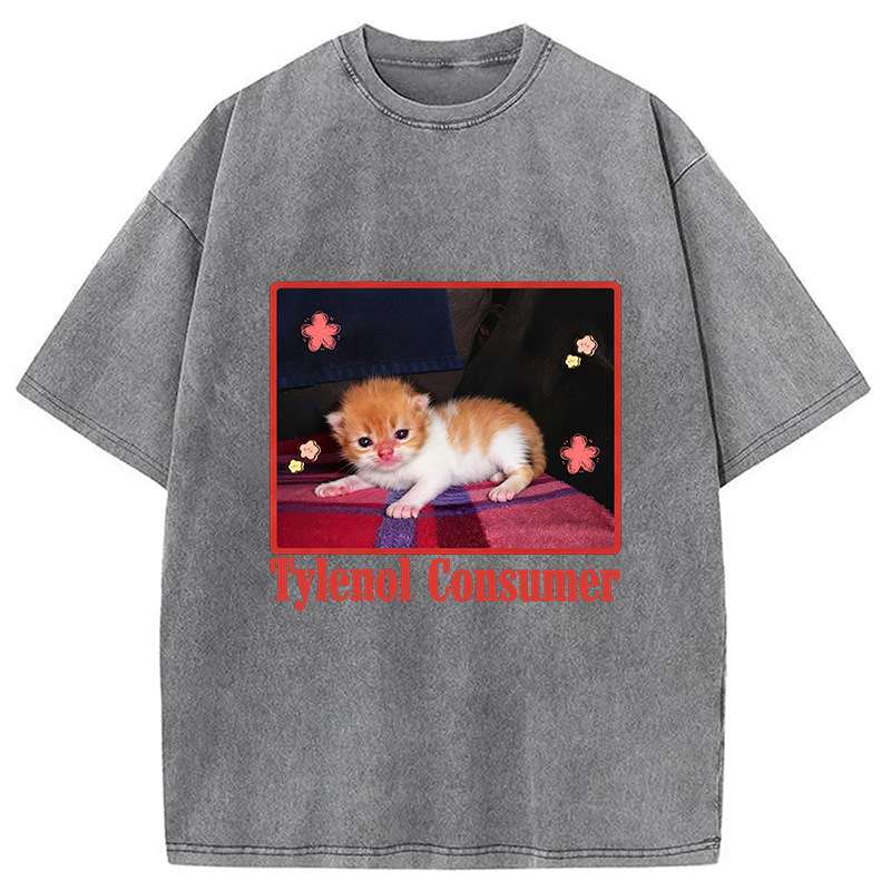 Tylenol Cat Meme Washed T-Shirt