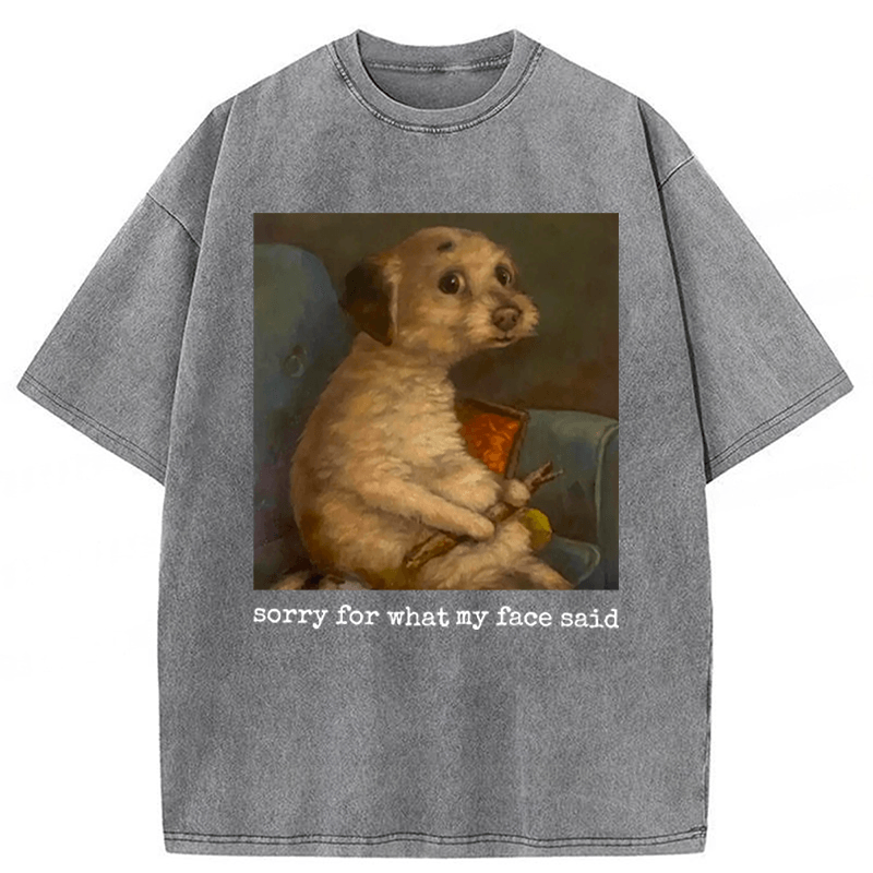 Tokyoviva Sorry For What My Face Said Funny Mood Meme Washed T-shirt