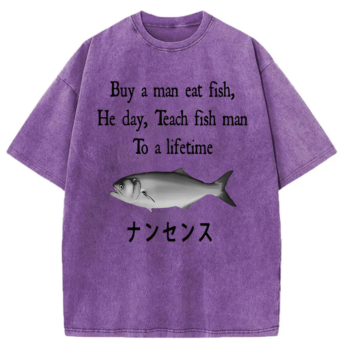 Tokyoviva Man Eat Fish Meme Washed T-shirt