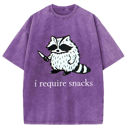 Tokyoviva Raccoon I Require Snacks Washed T-shirt