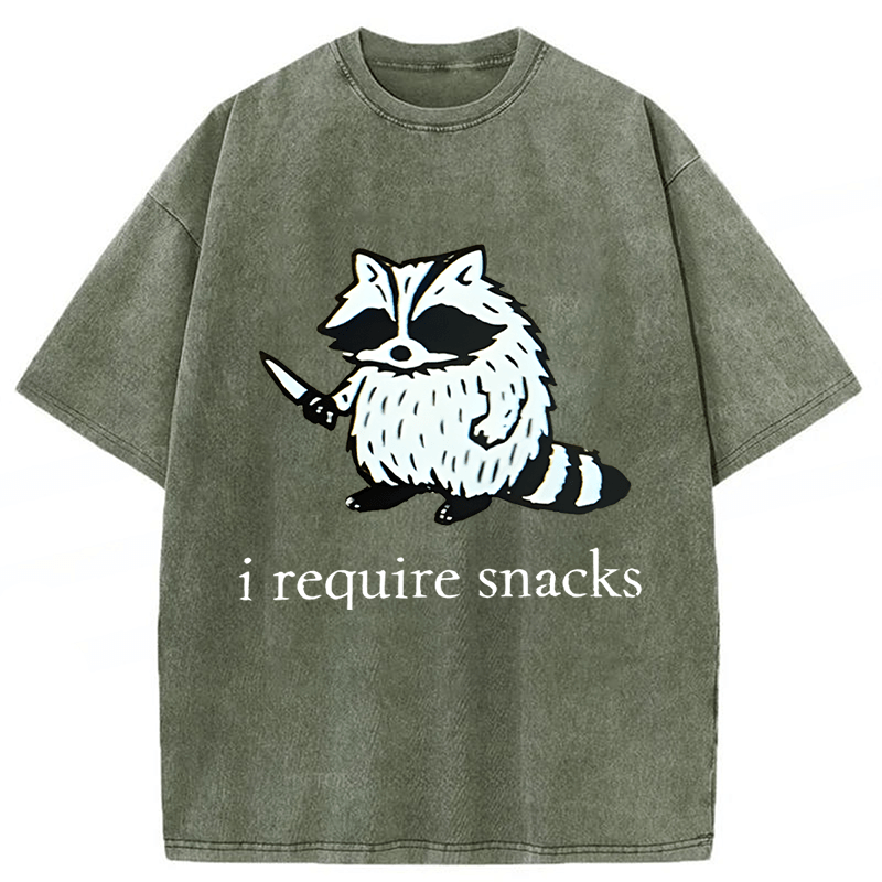Tokyoviva Raccoon I Require Snacks Washed T-shirt