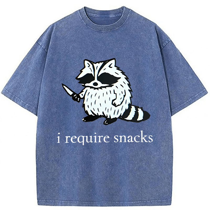 Tokyoviva Raccoon I Require Snacks Washed T-shirt