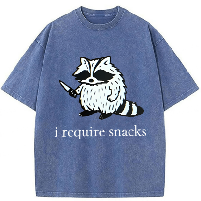 Tokyoviva Raccoon I Require Snacks Washed T-shirt