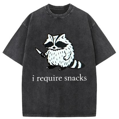 Tokyoviva Raccoon I Require Snacks Washed T-shirt