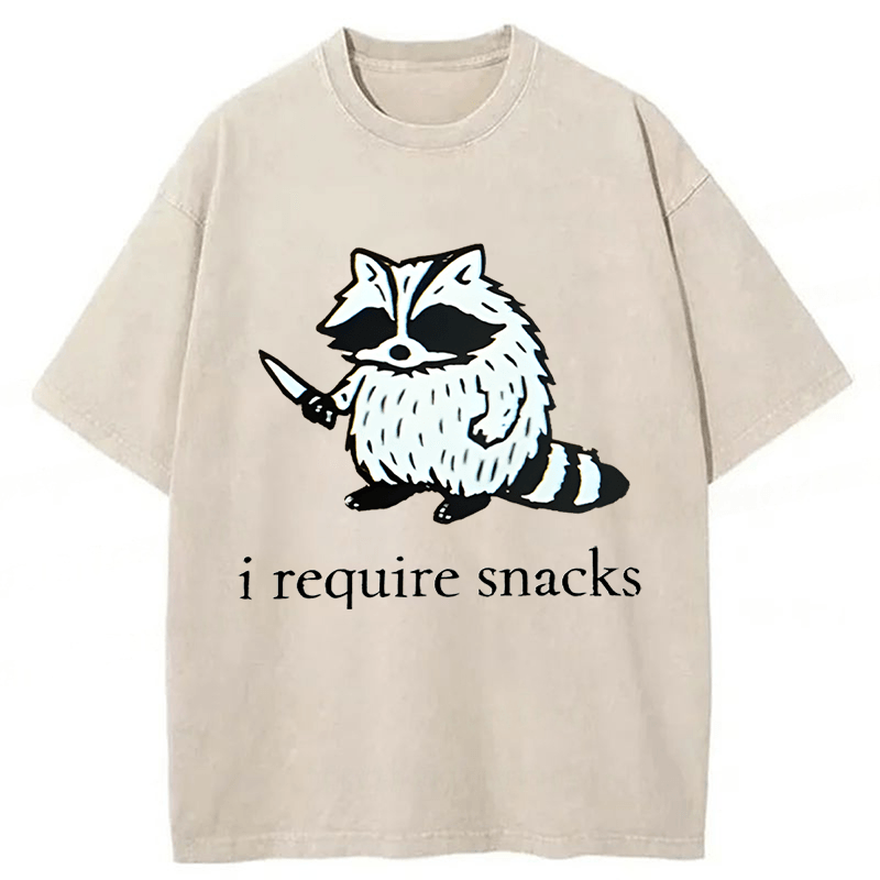 Tokyoviva Raccoon I Require Snacks Washed T-shirt