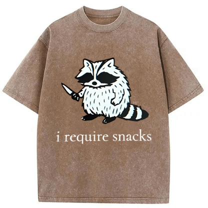 Tokyoviva Raccoon I Require Snacks Washed T-shirt
