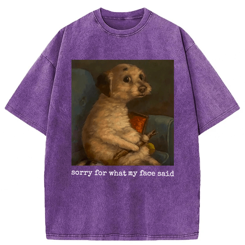 Tokyoviva Sorry For What My Face Said Funny Mood Meme Washed T-shirt