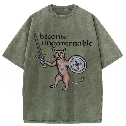 Tokyoviva Become Ungovernable Cat Washed T-shirt