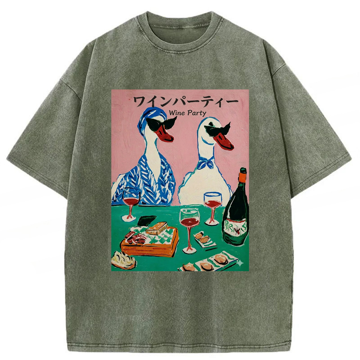 Tokyoviva Duck Wine Party Washed T-shirt