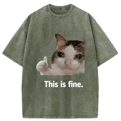 Tokyoviva Cat Meme Funny Washed T-shirt