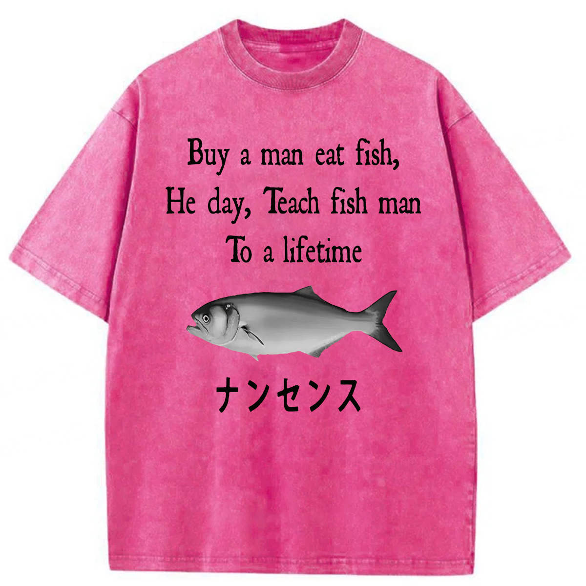 Tokyoviva Man Eat Fish Meme Washed T-shirt